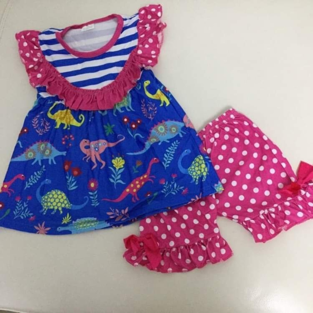 Dinosaur 🦕 🦖 Cute Pink Girl Shorts Set - Picture 2 of 5